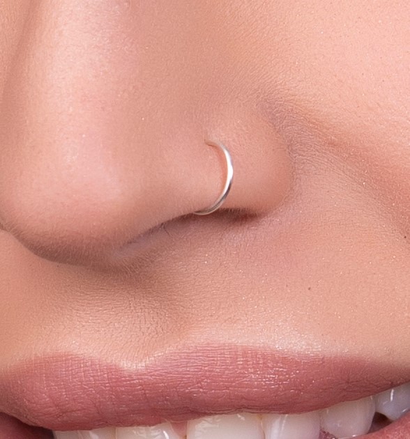 plast hul nål silver nose ring - High Quality Nose Piercing