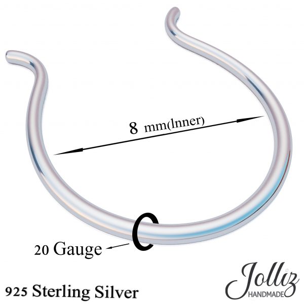 925 sterling silver fake seprum ring piercing jolliz