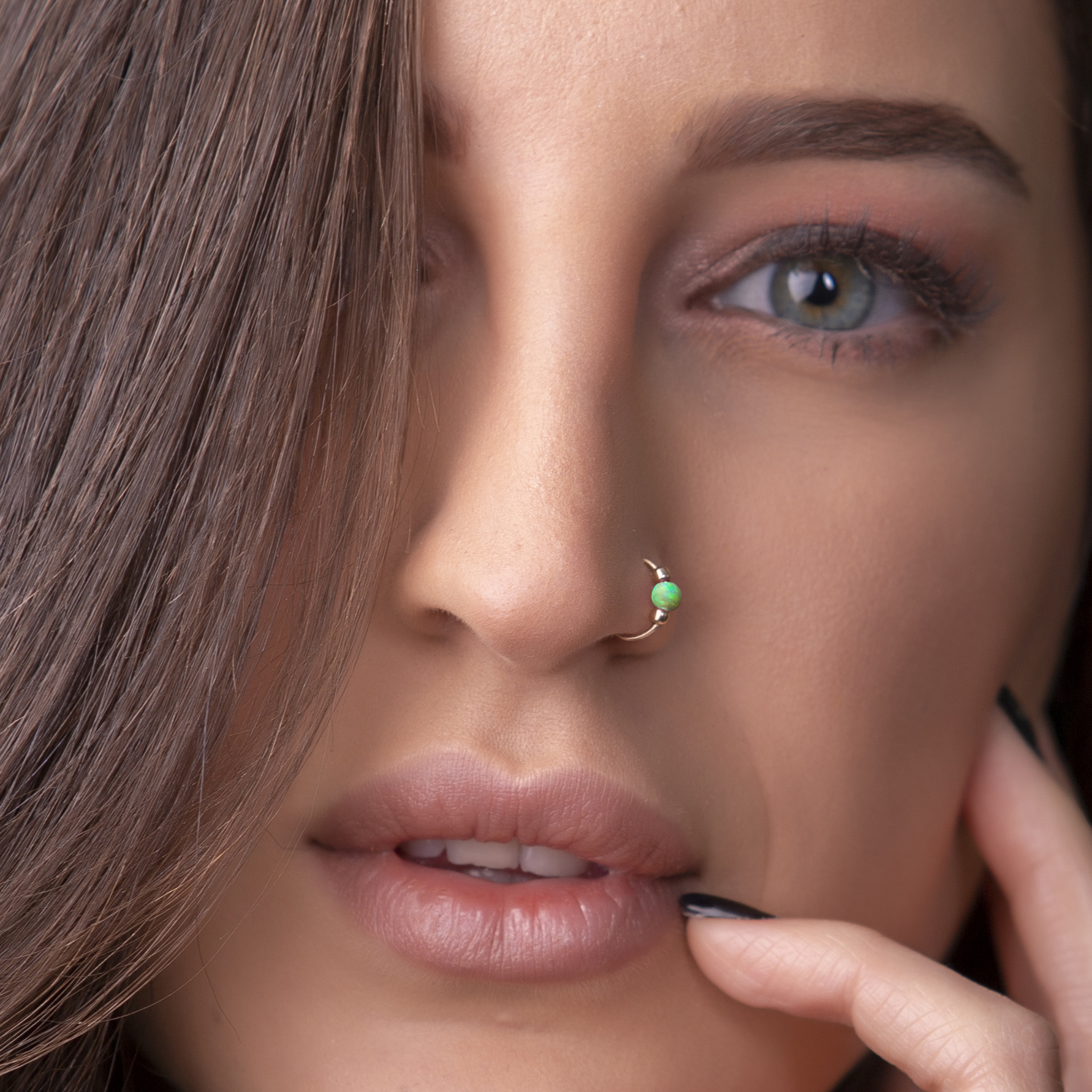 Helix / Nose Ring With Cz Stones 22k Solid Gold 916 Gold - Etsy Norway
