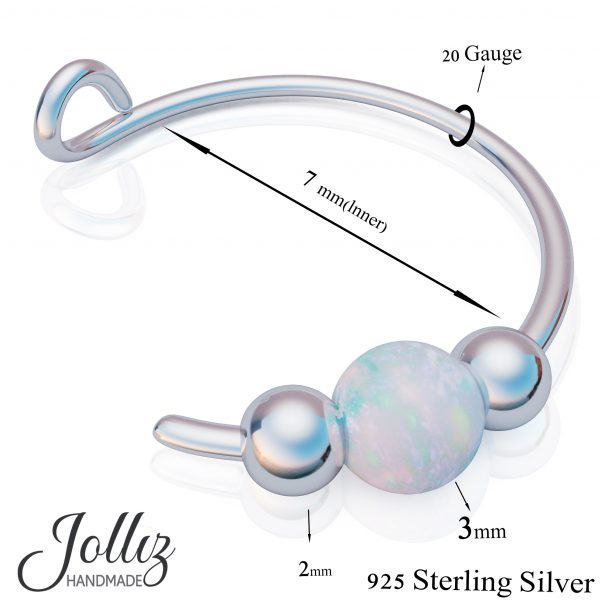925 sterling silver clip on white opal fake nose ring jolliz
