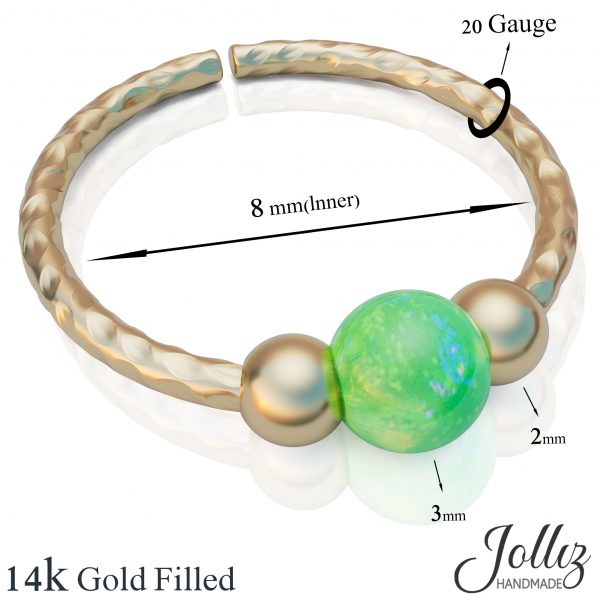 14k gold filled green opal nose ring piercing jolliz