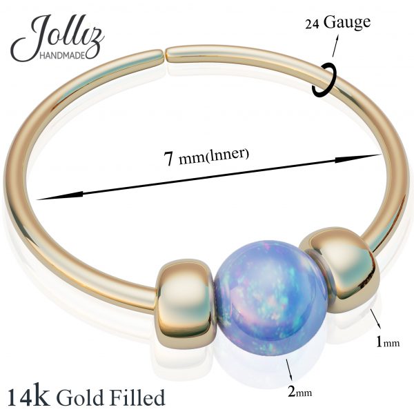 14k gold filled pink opal nose ring piercing hoop jolliz