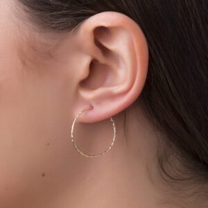 14k Yellow Gold 1mm Hoop Earrings Measures 14x14mm Wide 1mm Thick Jewelry Gifts for Women 