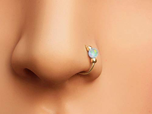 Lace and Opal Clicker Ring (Septum & Daith) | Rose Gold Body Jewelry
