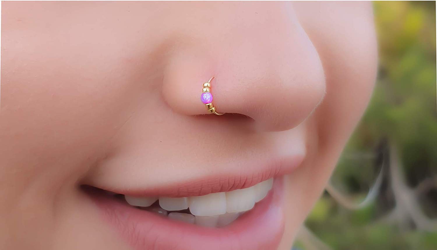 Opal Nose Hoop 20G Hinged Nose Ring – OUFER BODY JEWELRY