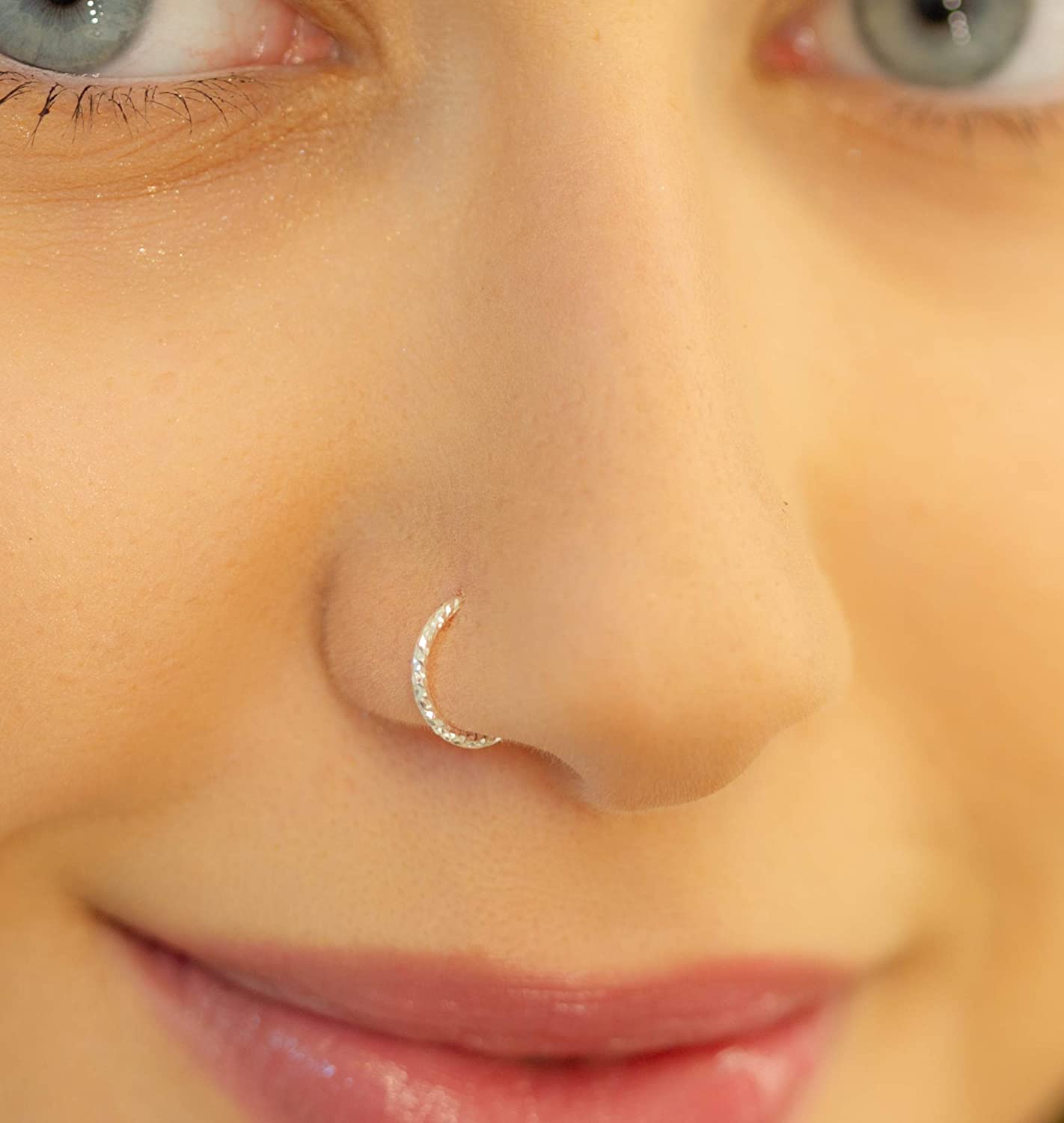 925 Sterling silver Nose Piercing hoop 20G Silver nose hoop Opal Nose Ring