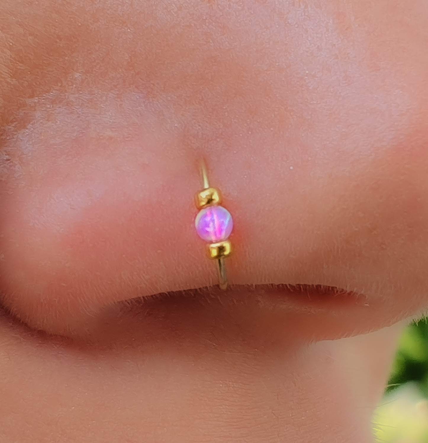 925 Silver Nose Ring Gold Filled Real Piercing Jewelry Handmade Punk Rings  Pink Opal Tiny 7mm Hoop Jewelry Real Piercing Jewelry - Body Jewelry -  AliExpress