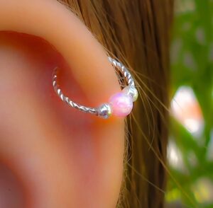 pink helix earrings