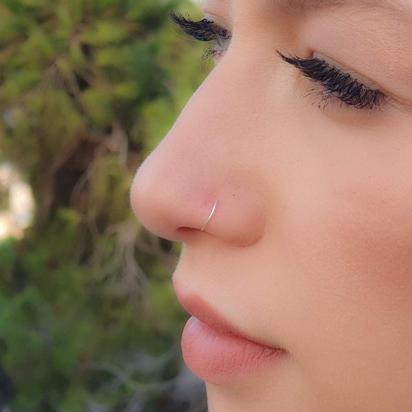925 sterling silver fake faux clip on silver nose ring