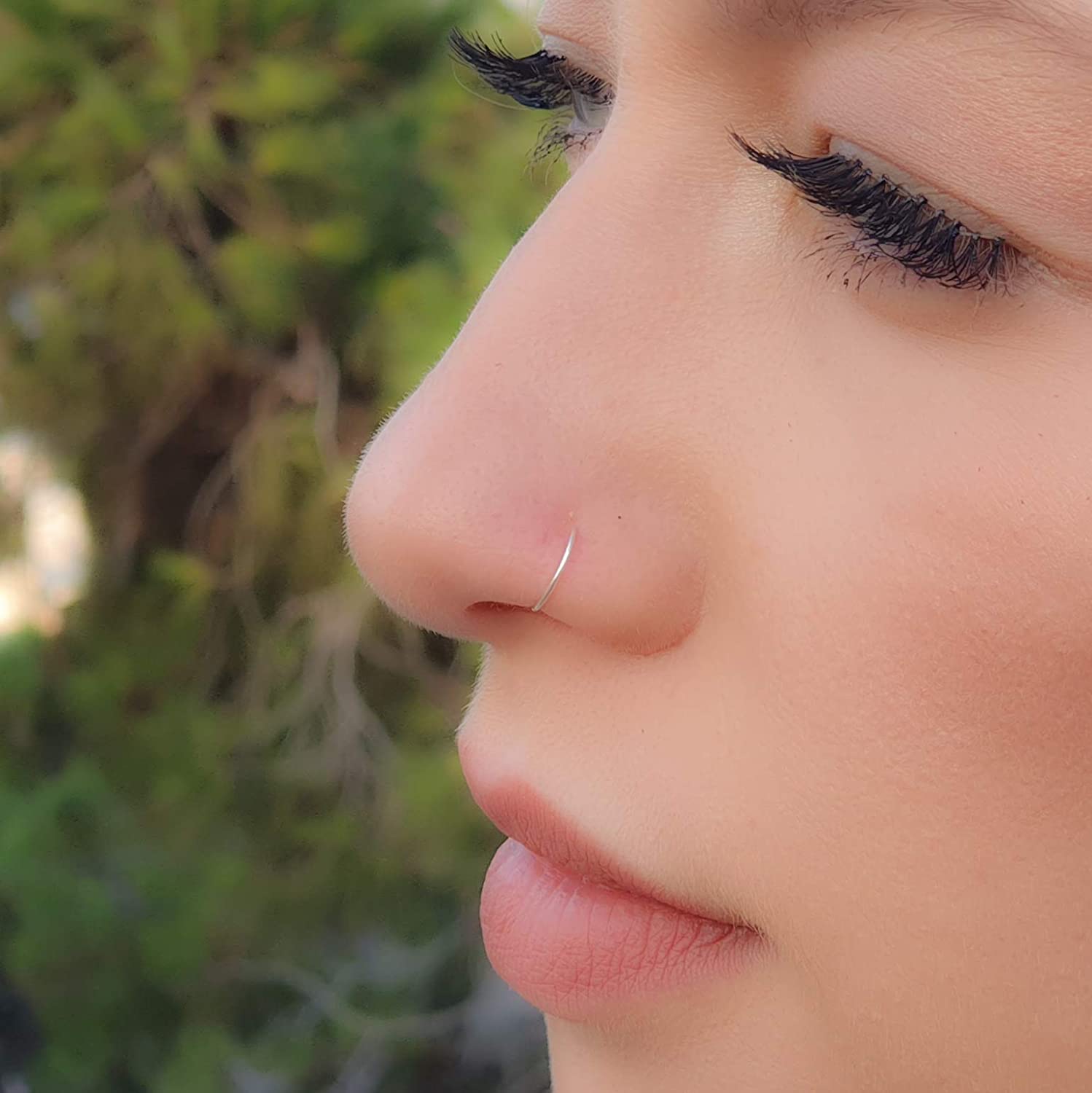 Opal Nose Hoop Nose Hoop 24g Pierced Nose Ring Gold Nose Hoop Nose Ring Hoop Piercing Hoop Thin Nose Hoop