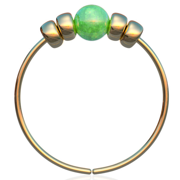 14K gold filled gold nose ring green opal