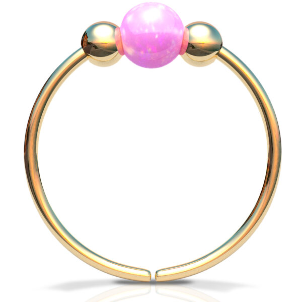 14K GOld Filled septum piercing hoop ring pink opal