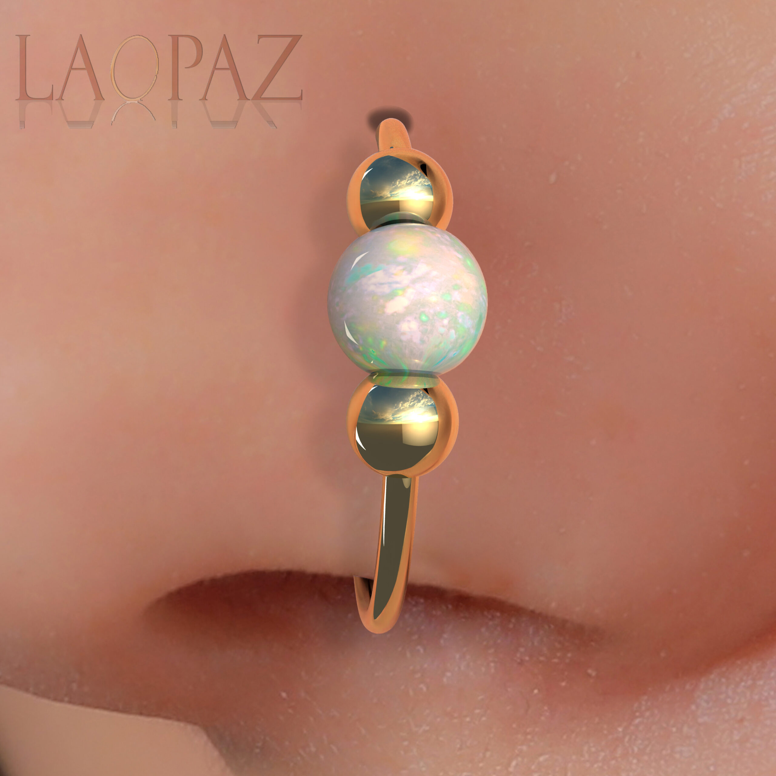 Peacock Ad stones single gold drop nose ring