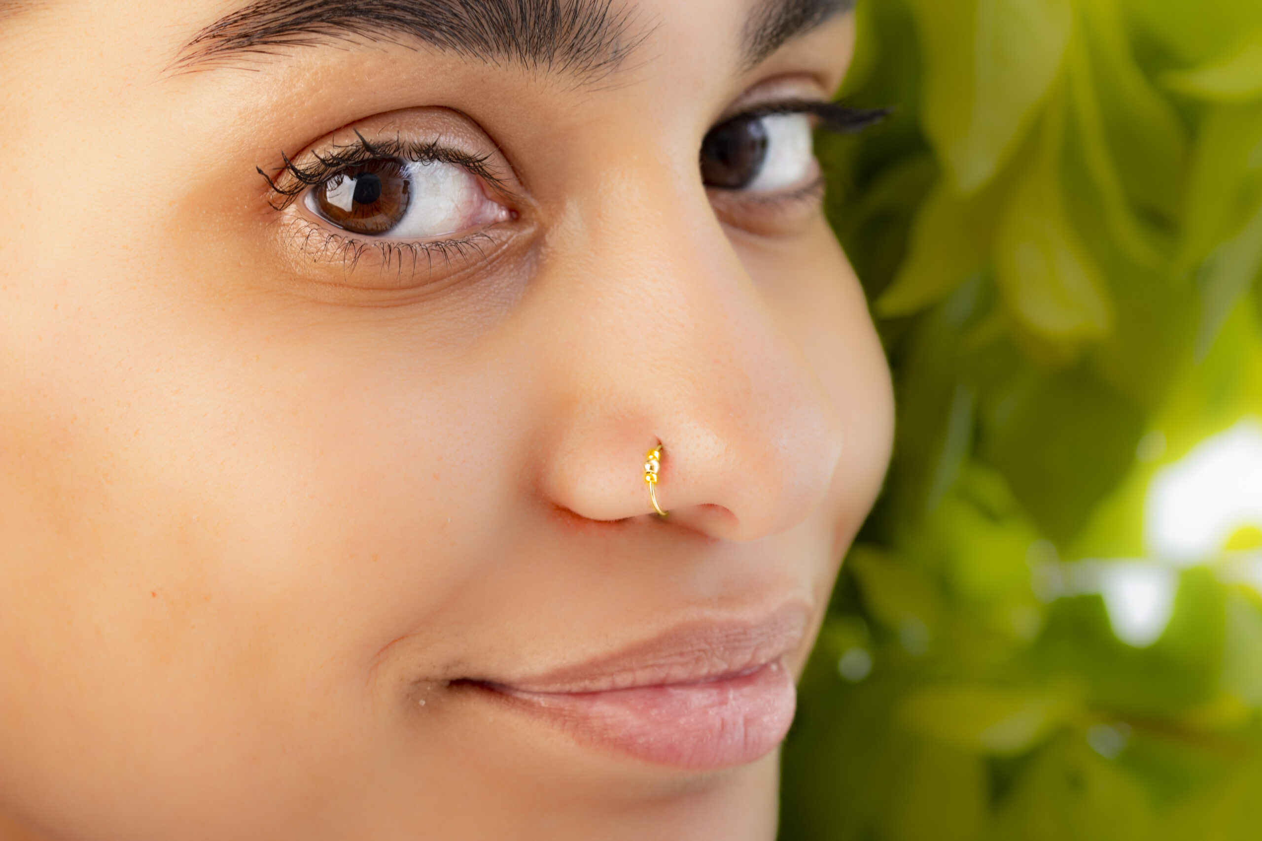 Beaded Gold Fake Nose Piercing Ring 24G - Jolliz