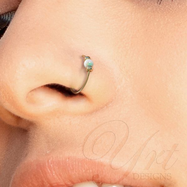 Nose Ring White Opal