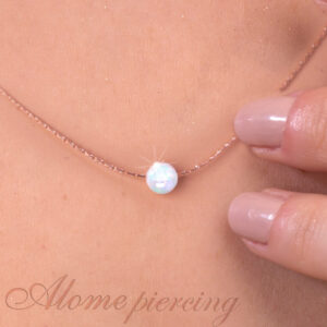 Rose Gold Filled White Opal Necklace