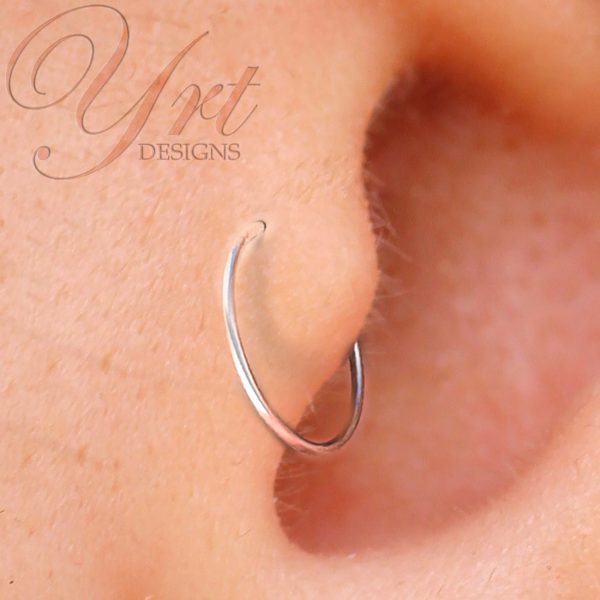 Silver hoop tragus earring
