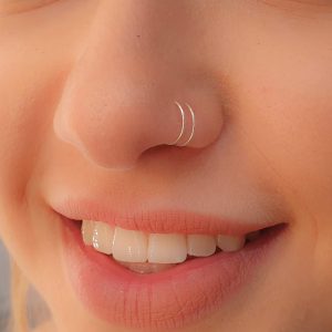 Silver Double Hoop Nose Ring