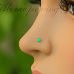 gold nose stud green opal
