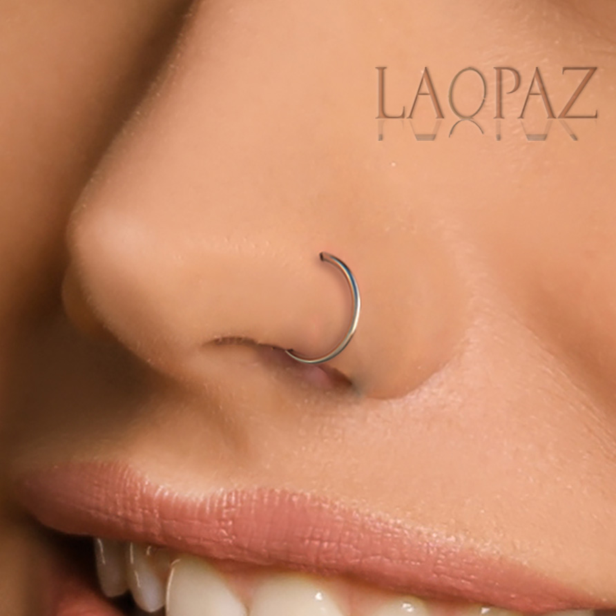 Simple Rose Gold Nose Ring Hoop 7mm Diameter