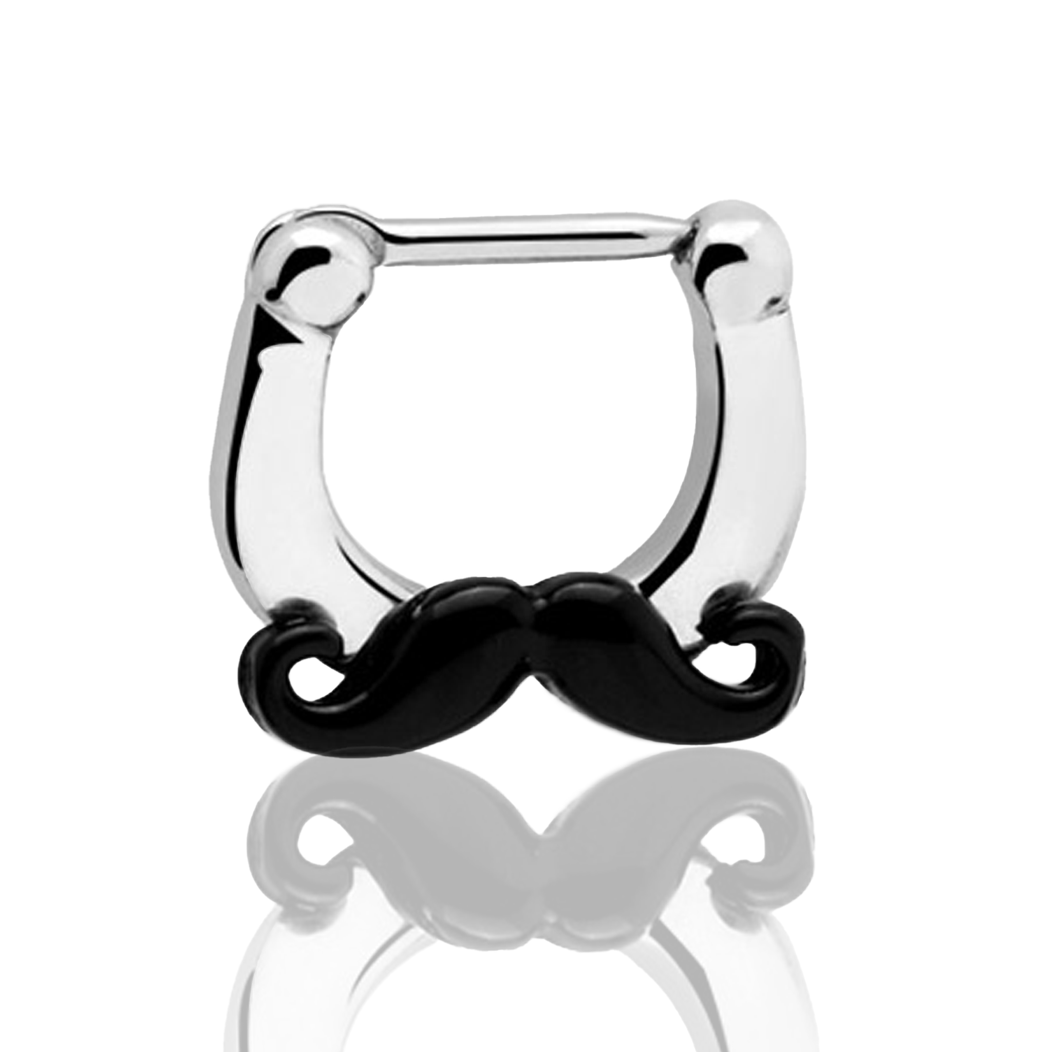 Silver Mustache Septum Clicker Piercing - Jolliz