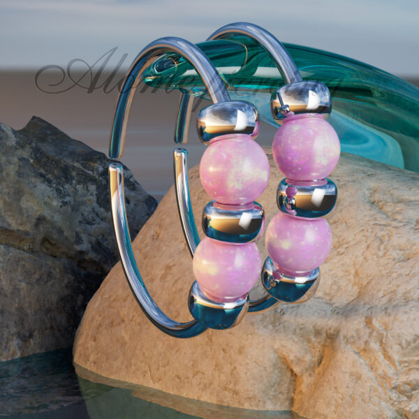 pink opal hoop earring