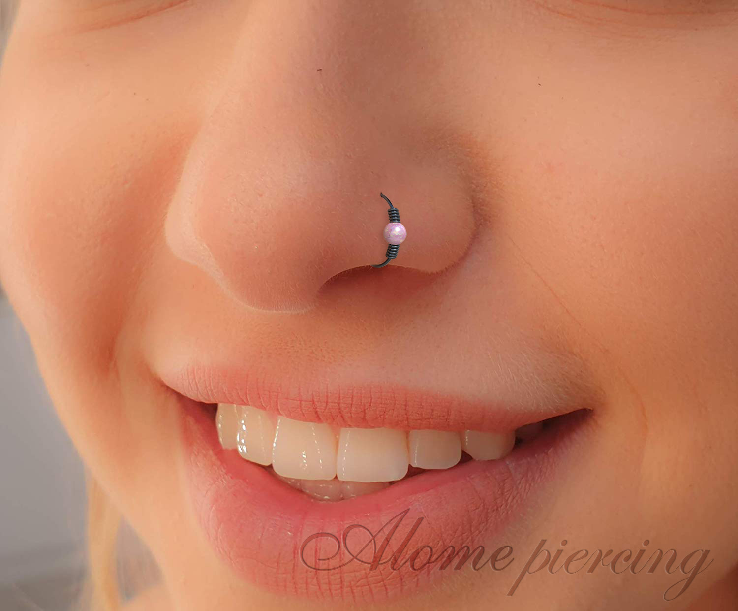 Silver nose ring with Turquoise Beads - Ultra Thin 24G Sterling Silver Nose  ring piercing ring - tiny nose hoop with beads - 7mm nose hoop :  Amazon.co.uk: Handmade Products