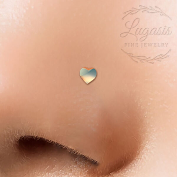 gold heart nose stud