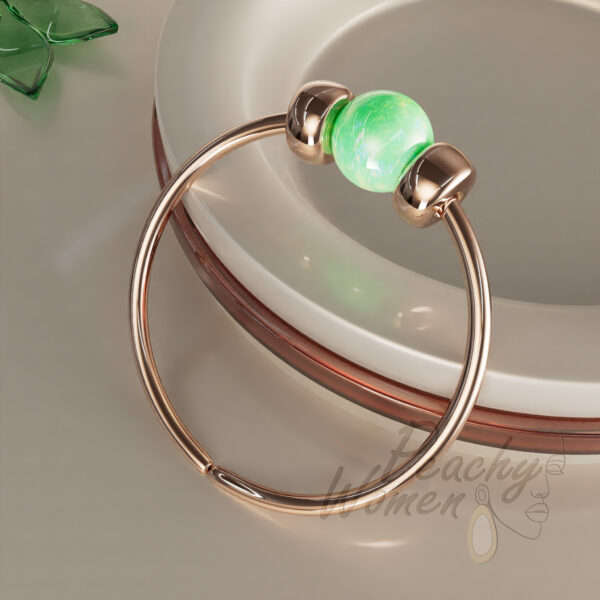 rose gold nose ring with green opal