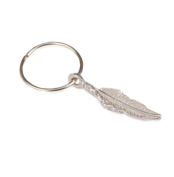 silver feather charm hoop