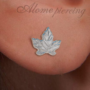 silver maple leaf ears studs