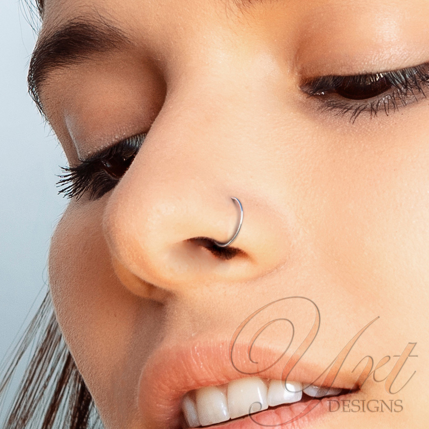 Amazon.com: Tiny Thin Nose Ring 925 Silver 22G - Thin Silver Nose Ring - Nose  Piercings For Women Men - Hypoallergenic Nose Hoops Jewelry : Handmade  Products