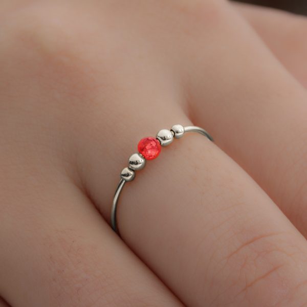 925 silver fidget ring red opal