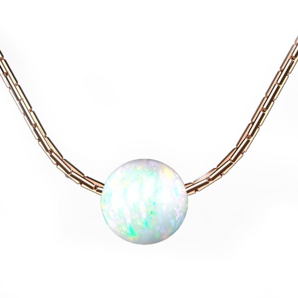 rose gold necklace with white opal